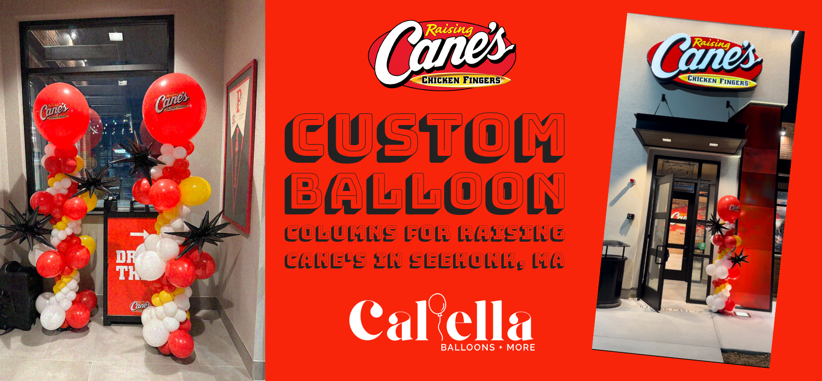 You are currently viewing Custom Balloon Columns for Raising Cane’s in Seekonk, MA
