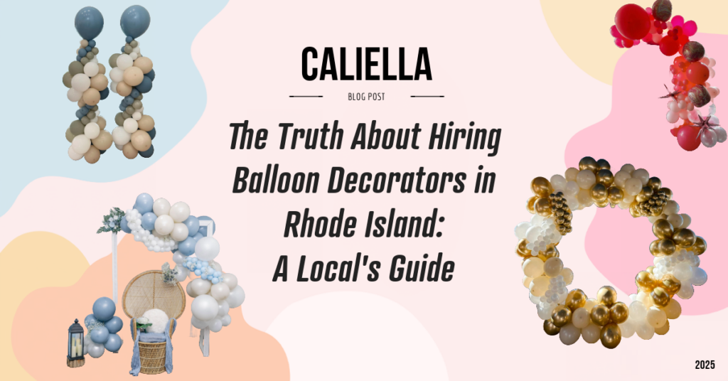 Balloon decoration near me in Rhode Island featuring custom balloon garlands, arches, and creative installations by Caliella