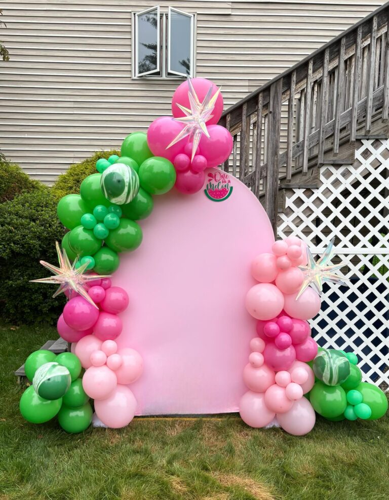 One in a melon first birthday balloon décor by Caliella