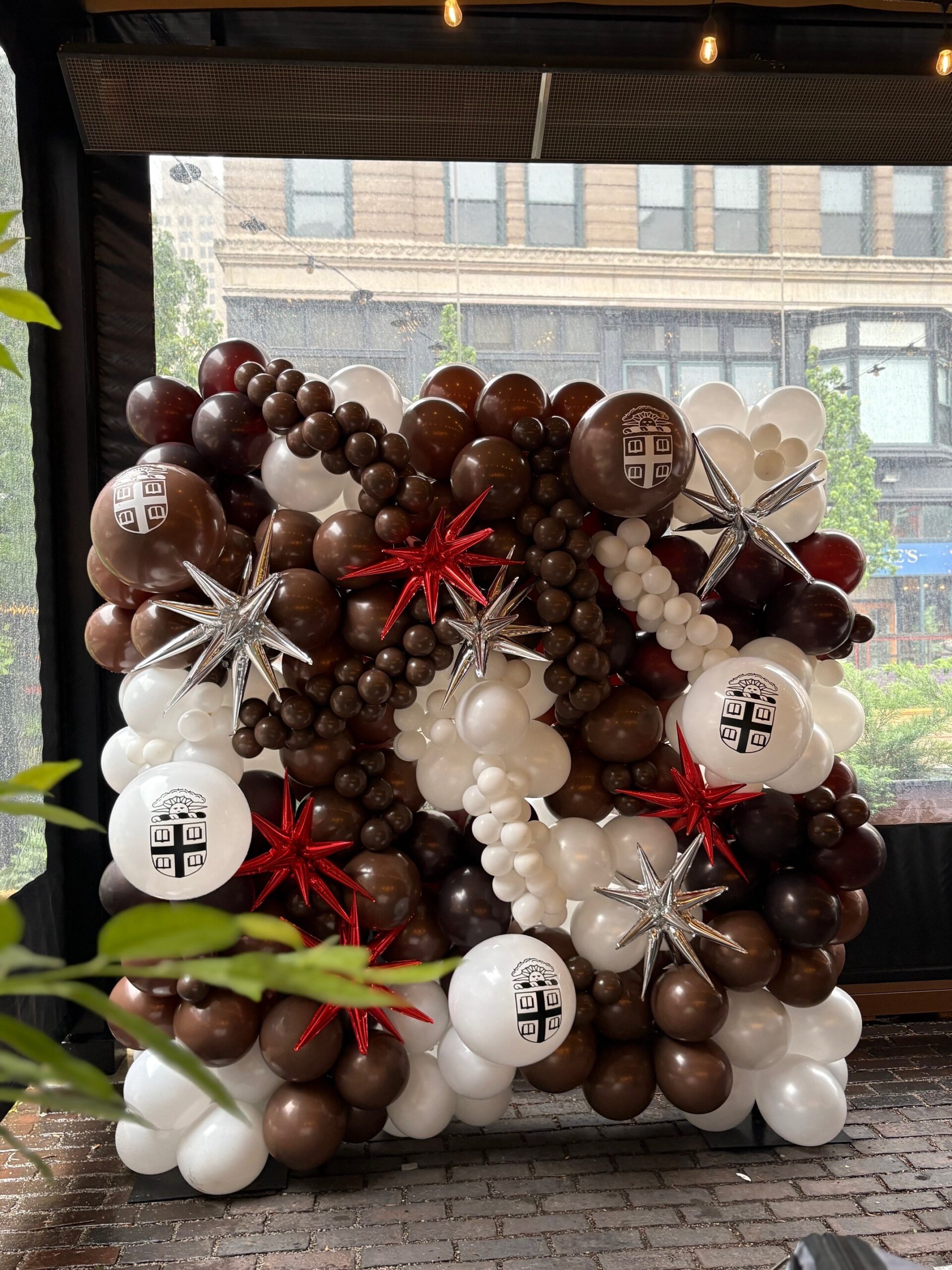 Graduation party balloon wall decoration