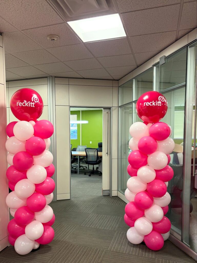 Balloon columns and towers for corporate event
