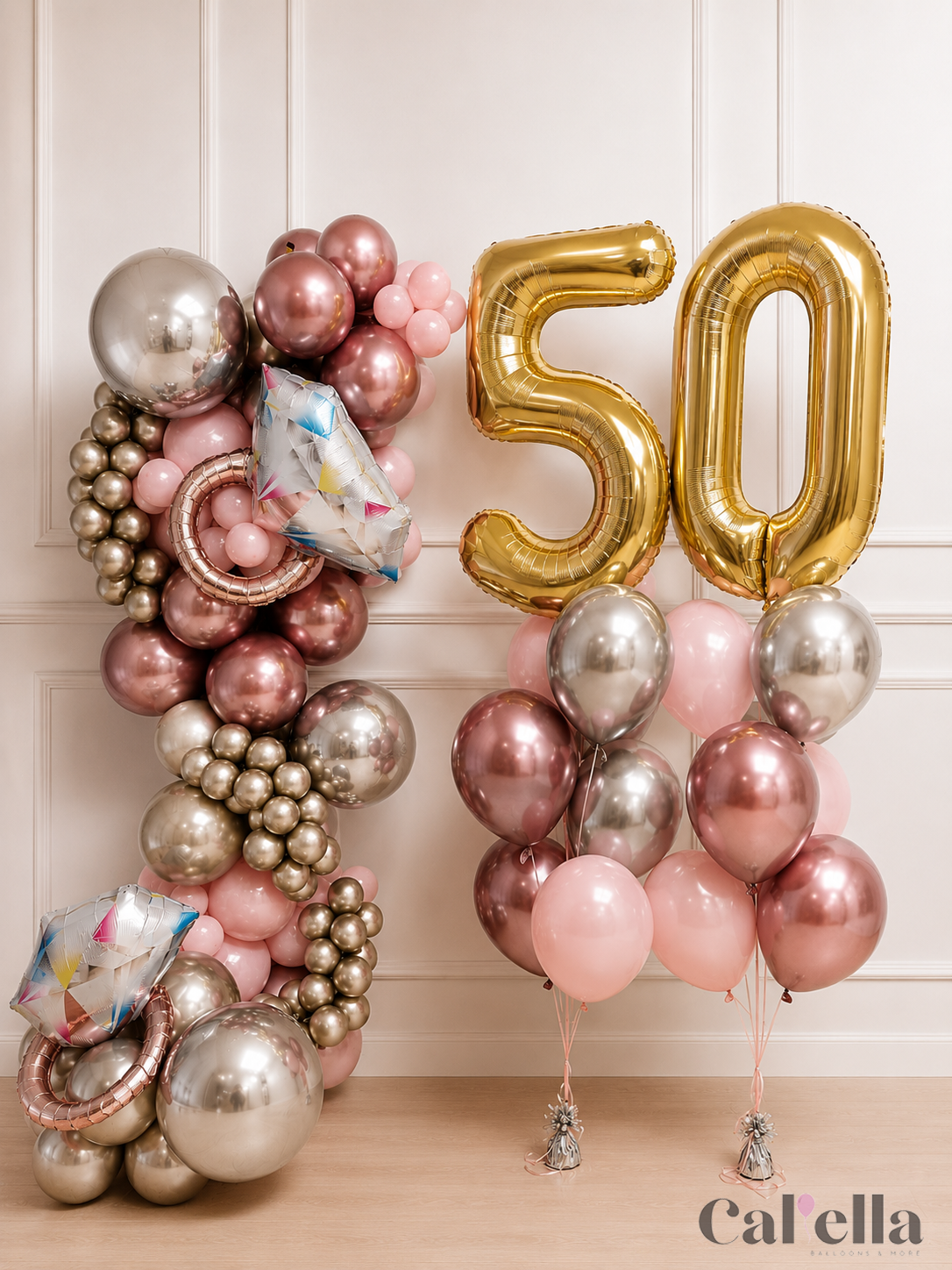 50th birthday Grab and Go balloon garland by Caliella