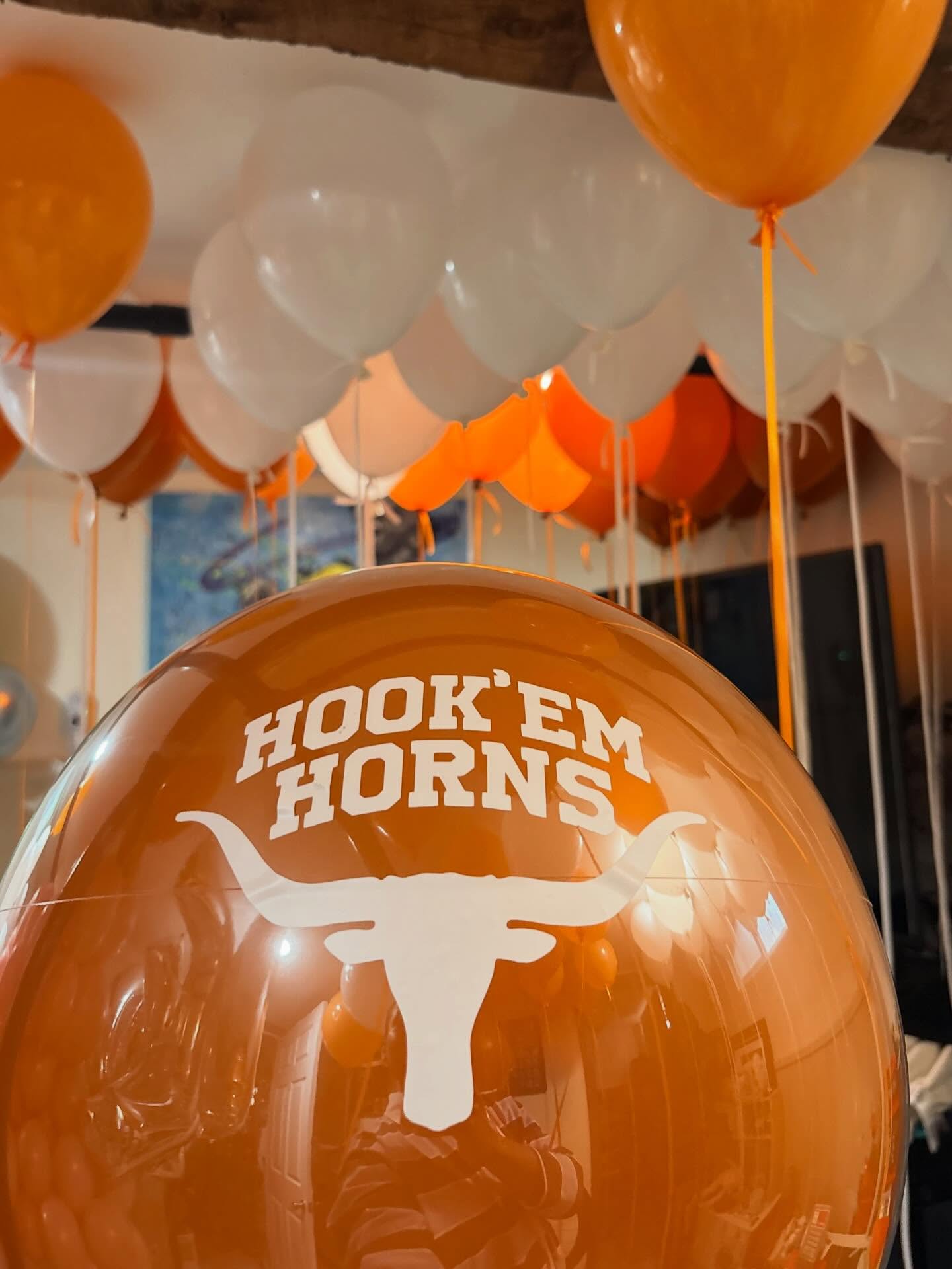 Custom college branding helium balloons for graduations by Caliella Rhode Island